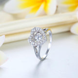 0.25ct Heart Halo Spinning Diamond Ring, Round Cut, 925 Silver