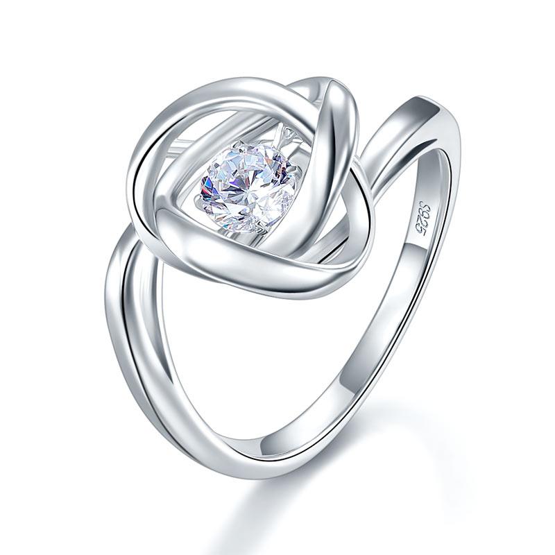 0.25ct Contemporary Spinning Diamond Ring, Round Cut, 925 Silver