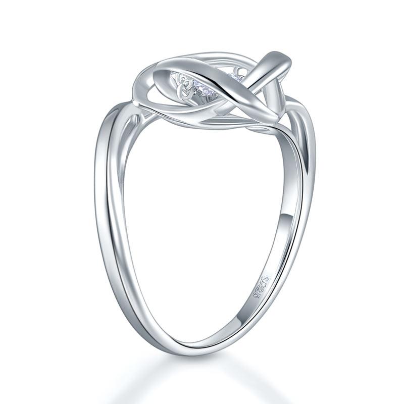 0.25ct Contemporary Spinning Diamond Ring, Round Cut, 925 Silver