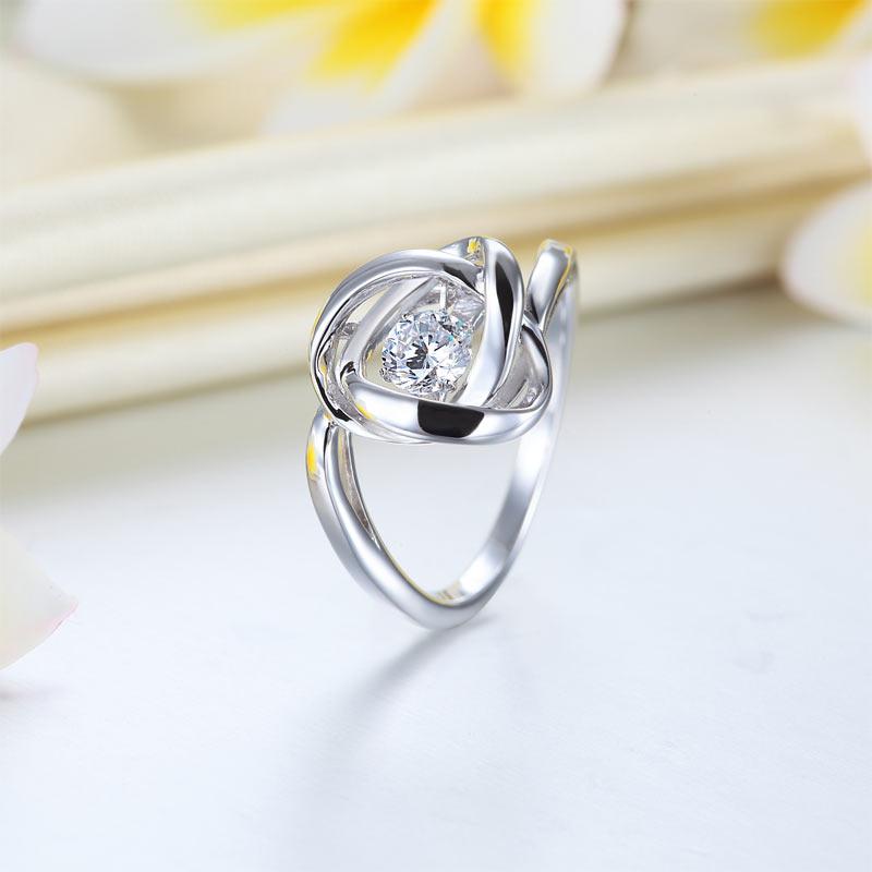 0.25ct Contemporary Spinning Diamond Ring, Round Cut, 925 Silver