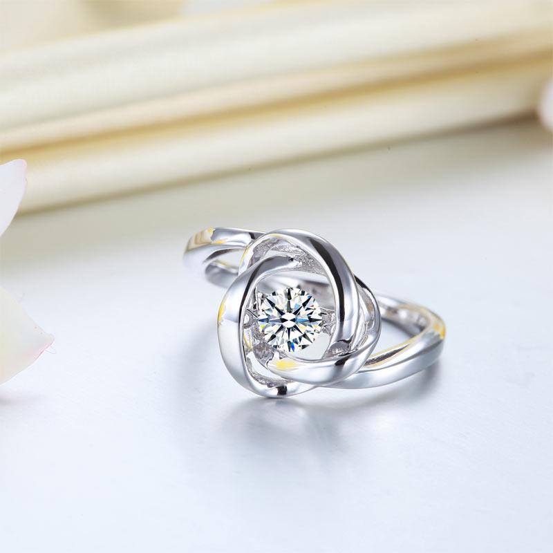 0.25ct Contemporary Spinning Diamond Ring, Round Cut, 925 Silver
