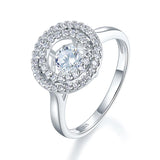 0.25ct Double Halo Spinning Diamond Ring, Round Cut, 925 Silver