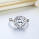 0.25ct Double Halo Spinning Diamond Ring, Round Cut, 925 Silver