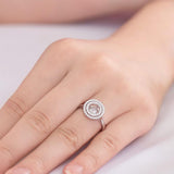 0.25ct Double Halo Spinning Diamond Ring, Round Cut, 925 Silver