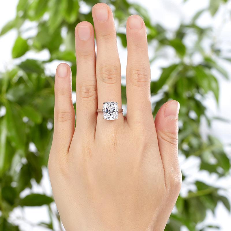 6.00ct Classic Cushion Cut Diamond Engagement Ring, 925 Silver