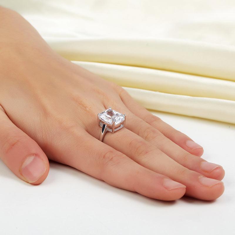 6.00ct Classic Cushion Cut Diamond Engagement Ring, 925 Silver