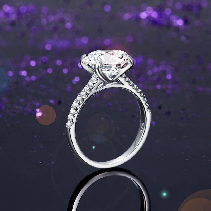 4.00ct Classic Oval Cut Diamond Engagement Ring, 925 Sterling Silver