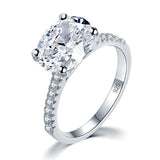 4.00ct Classic Oval Cut Diamond Engagement Ring, 925 Sterling Silver