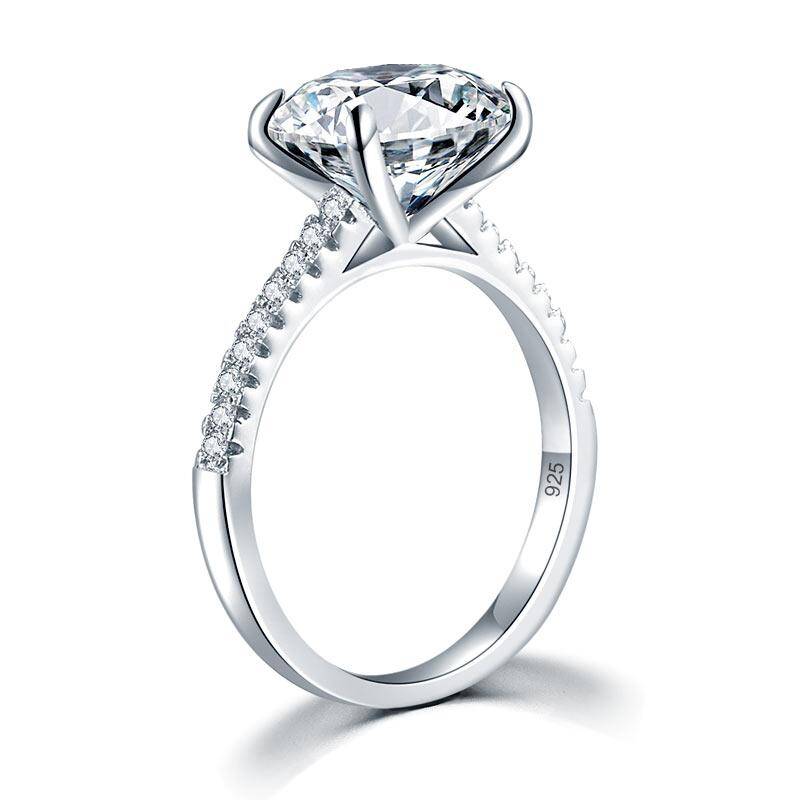 4.00ct Classic Oval Cut Diamond Engagement Ring, 925 Sterling Silver