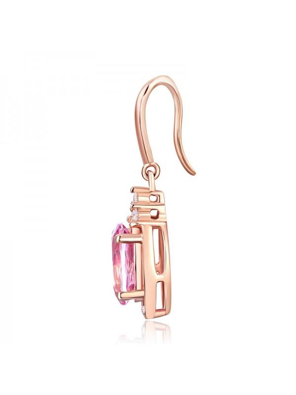 1.60ct each, Oval Cut Pink Topaz Earrings, Gemstone and Diamond Earrings, 14kt Rose Gold