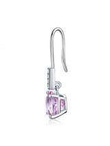 2.50ct each, Round Cut Pink Topaz Earrings, Gemstone and Diamond Earrings, 14kt White Gold