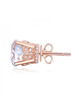 1.55ct each, Vintage Round Cut White Topaz and Diamond Earrings, 14kt Rose Gold