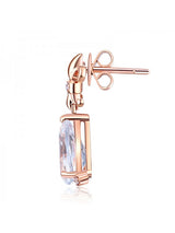 3.50ct each, Vintage Pear Cut White Topaz and Diamond Earrings, 14kt Rose Gold