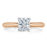 1.00ct Radiant Cut Moissanite Engagement Ring, Classic Style,  Available in White Gold, Platinum, Rose Gold or Yellow Gold