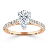 Lab-Diamond Pear Cut Engagement Ring, Classic Style, Choose Your Stone Size and Metal