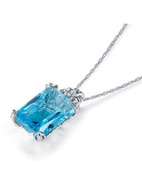 12.75ct Luxury Emerald Cut Blue Topaz Pendant, Gemstone and Diamond Necklace, 14kt White Gold