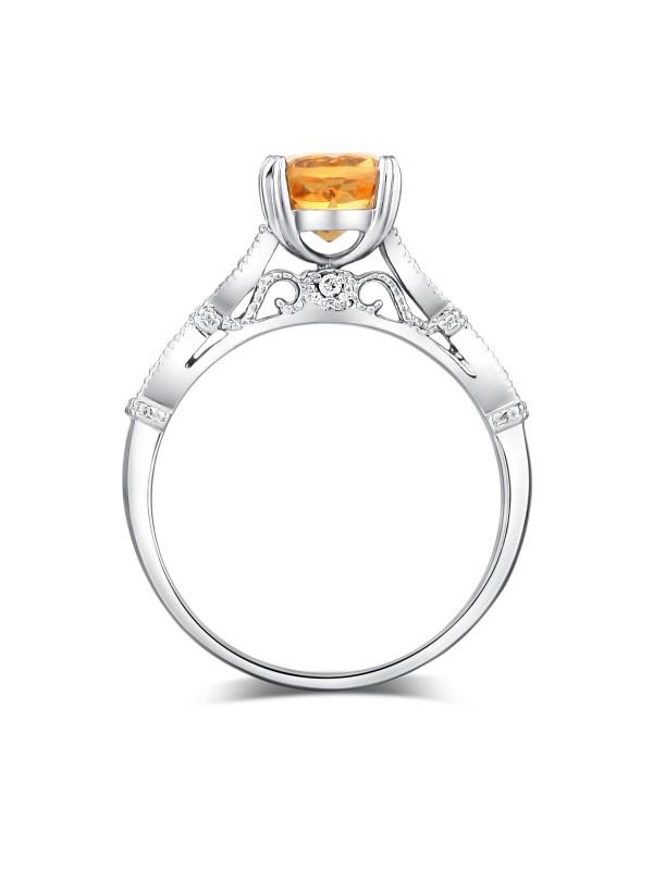 1.20ct Round Cut Citrine Engagement Ring, Available in 14kt or 18kt White, Yellow or Rose Gold
