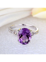 3.50ct Oval Cut Amethyst Engagement Ring, Available in 14kt or 18kt White, Yellow or Rose Gold