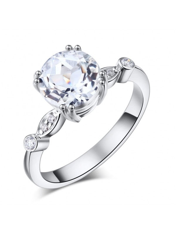 2.00ct White Topaz and Diamond Enagagement Ring, Vintage Inspired, Available in 14kt or 18Kt White, Yellow or Rose Gold