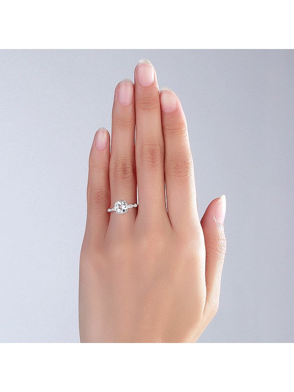 2.00ct White Topaz and Diamond Enagagement Ring, Vintage Inspired, Available in 14kt or 18Kt White, Yellow or Rose Gold