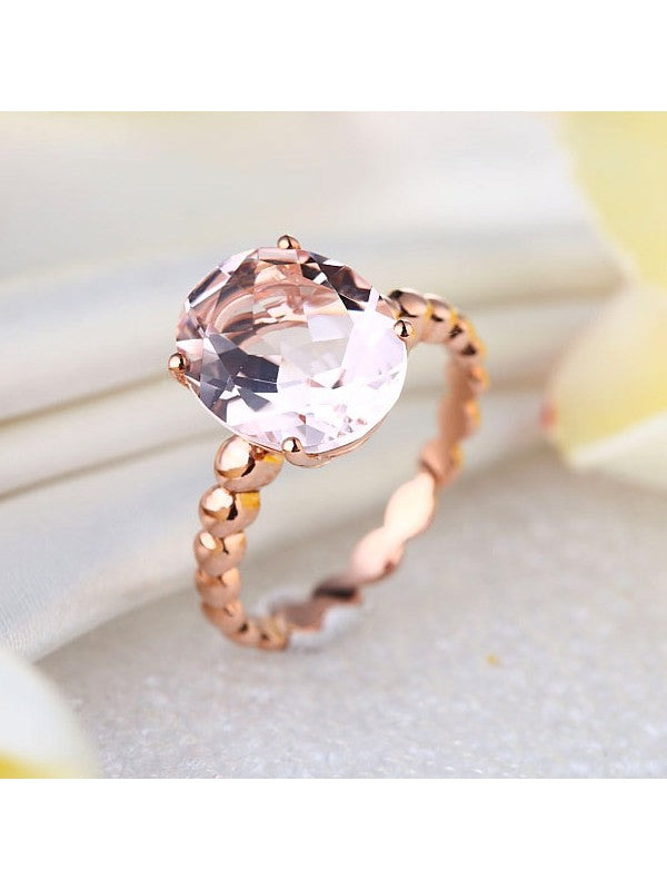3.30ct Rose Gold, Oval Cut Morganite Engagement Ring, Available in 14kt or 18kt Rose, Yellow or White Gold