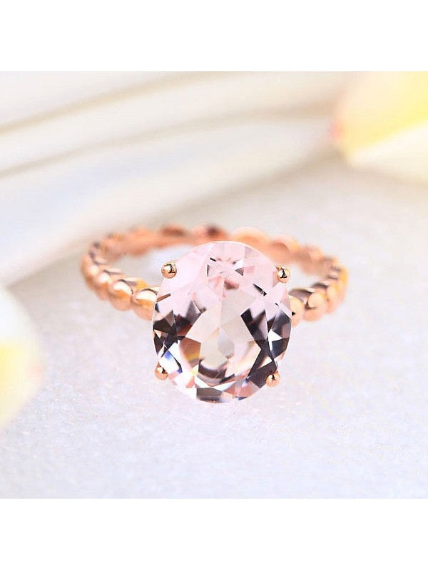 3.30ct Rose Gold, Oval Cut Morganite Engagement Ring, Available in 14kt or 18kt Rose, Yellow or White Gold