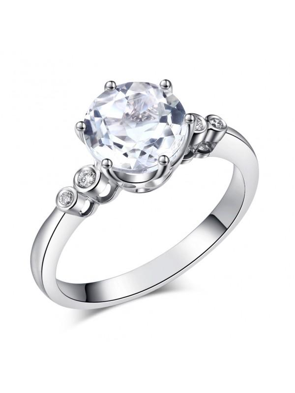 2.00ct White Topaz and Diamond Enagagement Ring, Vintage Inspired, Available in 14kt or 18Kt White, Yellow or Rose Gold