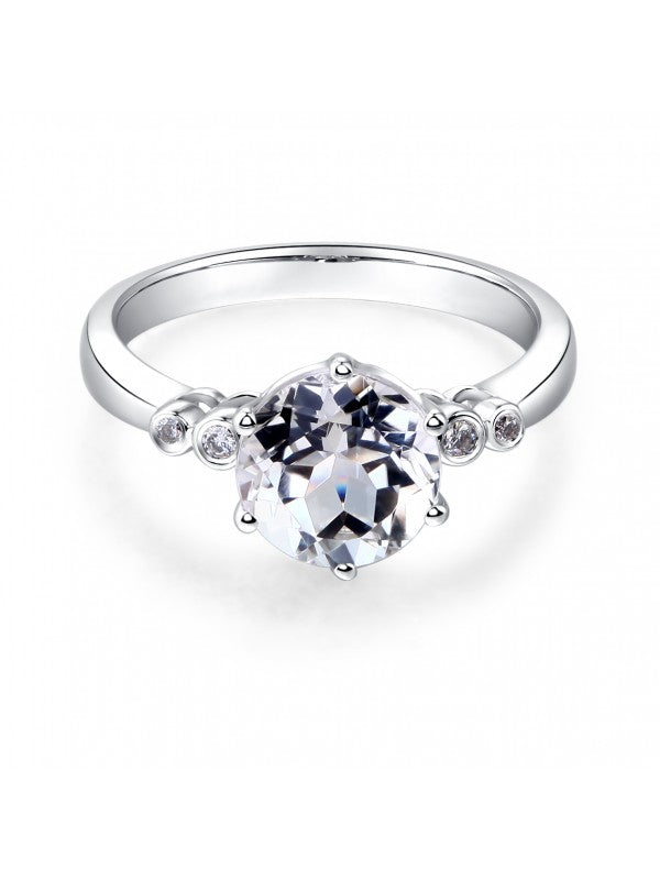 2.00ct White Topaz and Diamond Enagagement Ring, Vintage Inspired, Available in 14kt or 18Kt White, Yellow or Rose Gold