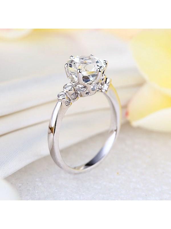 2.00ct White Topaz and Diamond Enagagement Ring, Vintage Inspired, Available in 14kt or 18Kt White, Yellow or Rose Gold