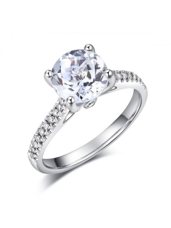 2.00ct White Topaz and Diamond Enagagement Ring, Vintage Inspired, Available in 14kt or 18Kt White, Yellow or Rose Gold