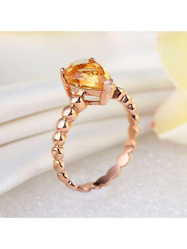1.60ct Pear Cut Citrine Engagement Ring, Available in 14kt or 18kt Rose, Yellow or White Gold