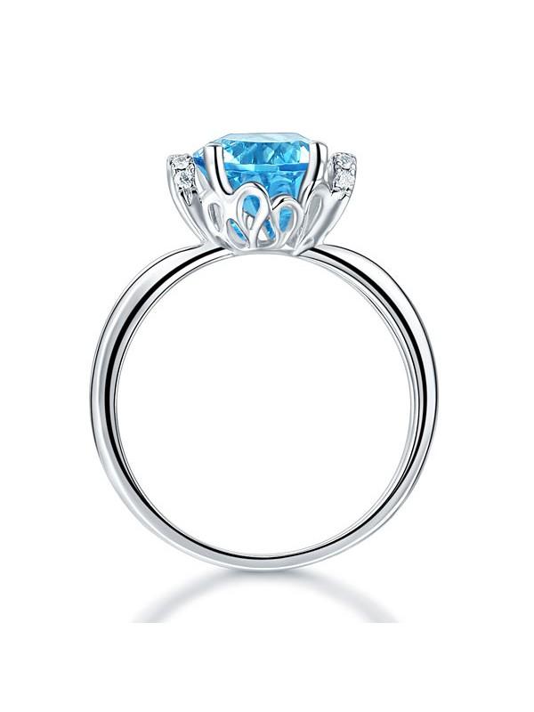 2.00ct Round Cut Blue Topaz Engagement Ring, Available in 14kt or 18kt White, Yellow or Rose Gold
