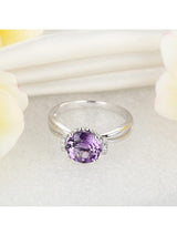 1.80ct Round Cut Amethyst Engagement Ring, Available in 14kt or 18kt White, Yellow or Rose Gold