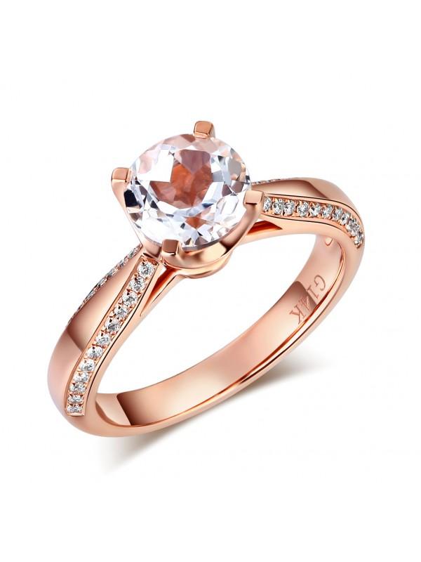 1.20ct Rose Gold, White Topaz Enagagement Ring, Available in 14kt or 18Kt White, Yellow or Rose Gold