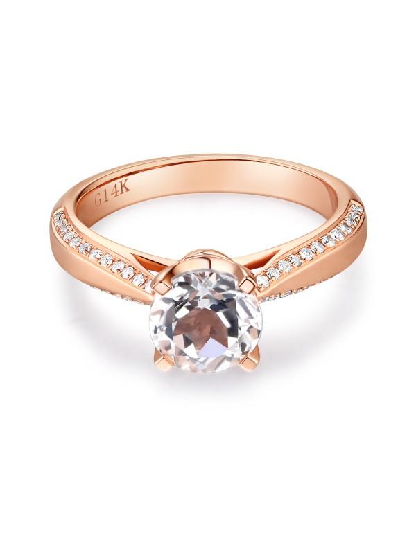 1.20ct Rose Gold, White Topaz Enagagement Ring, Available in 14kt or 18Kt White, Yellow or Rose Gold