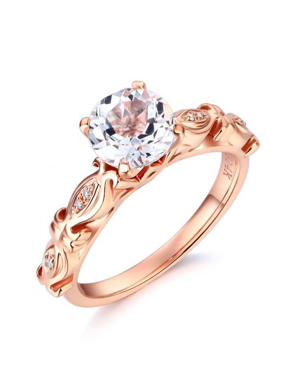 1.20ct Rose Gold, White Topaz Enagagement Ring, Available in 14kt or 18Kt White, Yellow or Rose Gold