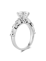 1.20ct White Topaz and Diamond Enagagement Ring, Vintage Inspired, Available in 14kt or 18Kt White, Yellow or Rose Gold