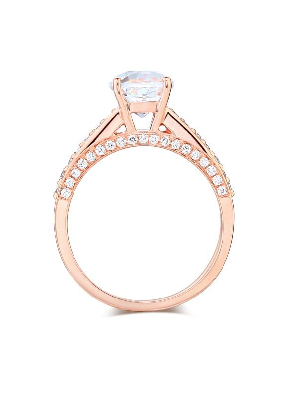 1.20ct Rose Gold, White Topaz Enagagement Ring, Available in 14kt or 18Kt White, Yellow or Rose Gold