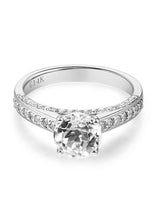1.20ct White Topaz and Diamond Enagagement Ring, Vintage Inspired, Available in All Metals