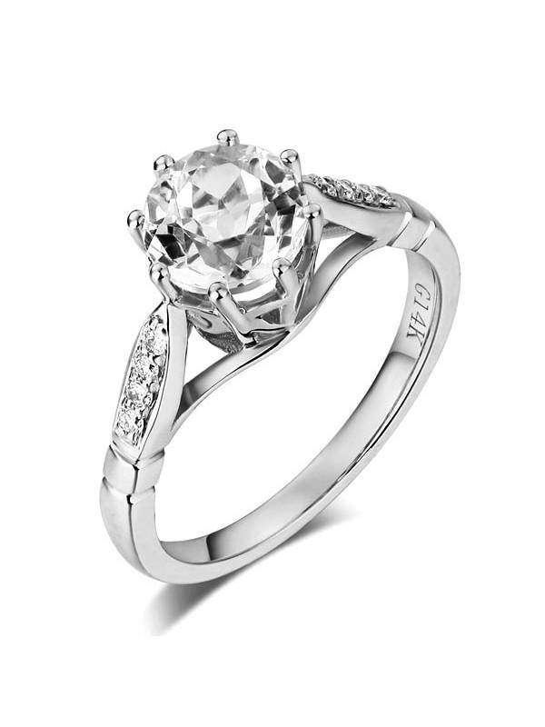 1.20ct White Topaz and Diamond Enagagement Ring, Vintage Inspired, Available in 14kt or 18Kt White, Yellow or Rose Gold