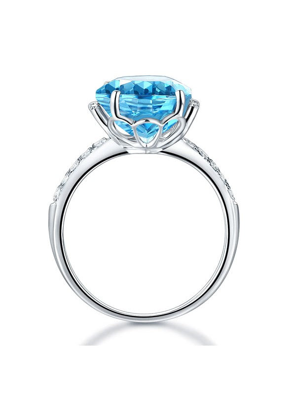6.50ct Oval Cut Luxury Blue Topaz Dress Ring, Available in 14kt or 18kt White, Yellow or Rose Gold
