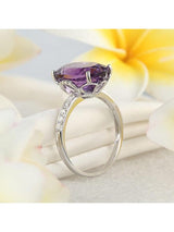 5.75ct Oval Cut Amethyst Engagement Ring, Available in 14kt or 18kt White, Yellow or Rose Gold