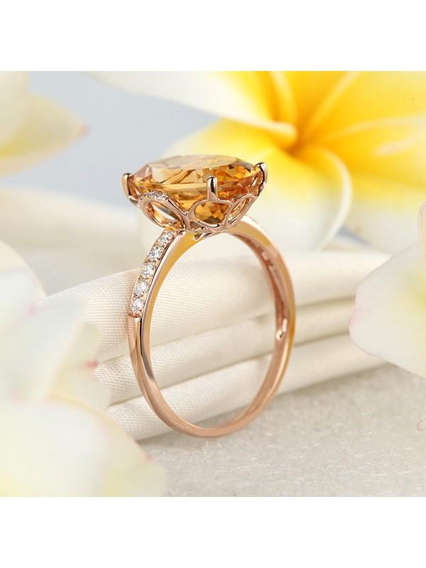 5.20ct Oval Cut Luxury Citrine Dress Ring, Available in 14kt or 18kt Rose, Yellow or White Gold