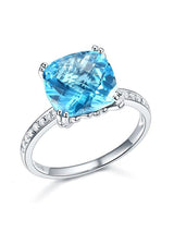 4.50ct Cushion Cut Luxury Blue Topaz Dress Ring, Available in 14kt or 18kt White, Yellow or Rose Gold