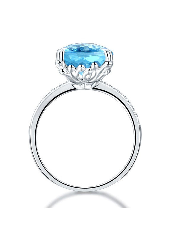 4.50ct Cushion Cut Luxury Blue Topaz Dress Ring, Available in 14kt or 18kt White, Yellow or Rose Gold