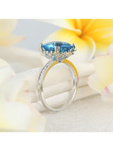 4.50ct Cushion Cut Luxury Blue Topaz Dress Ring, Available in 14kt or 18kt White, Yellow or Rose Gold