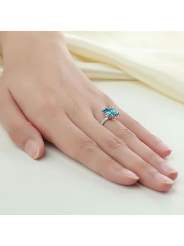 4.50ct Cushion Cut Luxury Blue Topaz Dress Ring, Available in 14kt or 18kt White, Yellow or Rose Gold