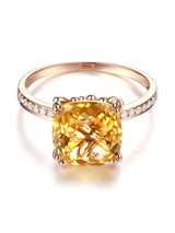 3.60ct Cushion Cut Citrine Engagement Ring, Available in 14kt or 18kt Rose, Yellow or White Gold