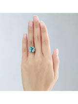 9.60ct Cushion Cut Luxury Blue Topaz Dress Ring, Available in 14kt or 18kt White, Yellow or Rose Gold
