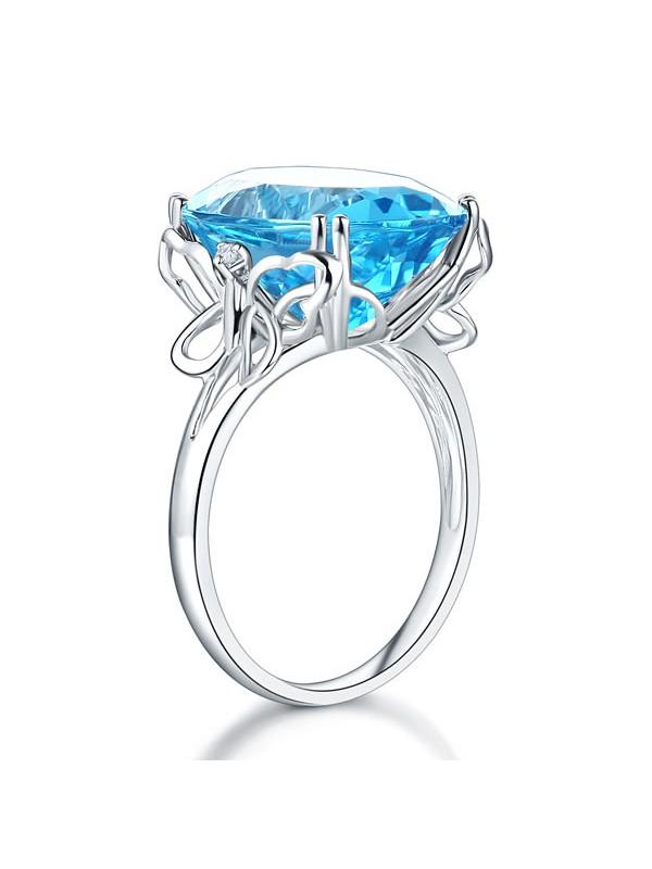 10.30ct Oval Cut Luxury Blue Topaz Dress Ring, Available in 14kt or 18kt White, Yellow or Rose Gold